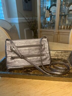 Hobo The Original Silver Metallic Leather Crossbody